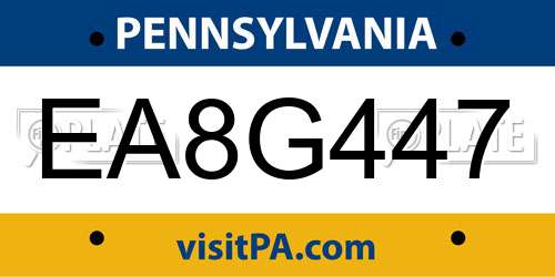EA8G447 Pennsylvania License Plate