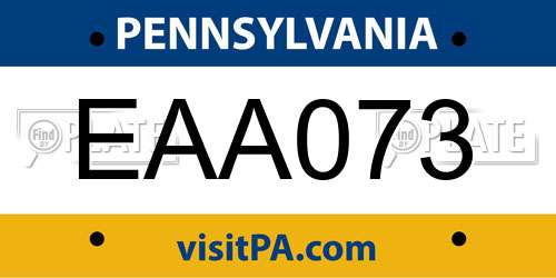 EAA073 Pennsylvania License Plate