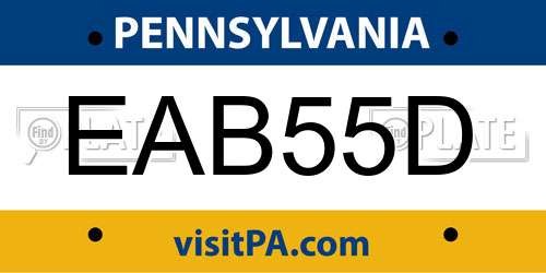 EAB55D Pennsylvania License Plate