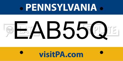 EAB55Q Pennsylvania License Plate