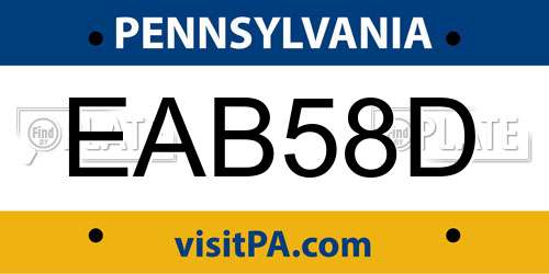 EAB58D Pennsylvania License Plate