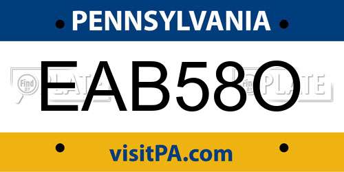 EAB58O Pennsylvania License Plate