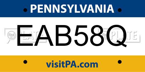 EAB58Q Pennsylvania License Plate