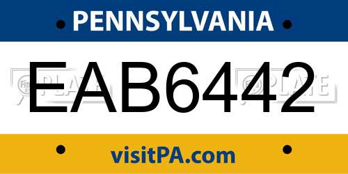 EAB6442 Pennsylvania License Plate