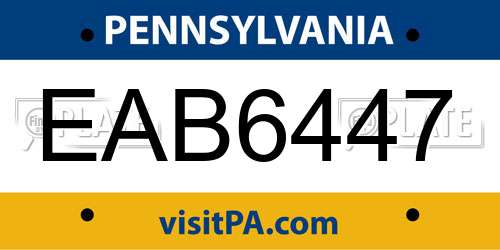 EAB6447 Pennsylvania License Plate