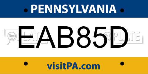 EAB85D Pennsylvania License Plate