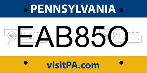 EAB85O Pennsylvania License Plate