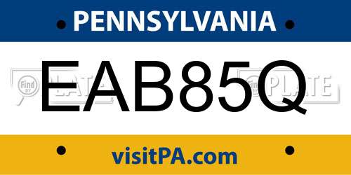 EAB85Q Pennsylvania License Plate