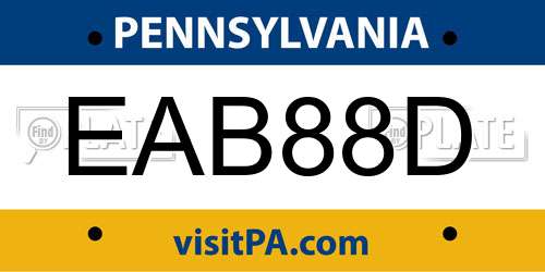 EAB88D Pennsylvania License Plate
