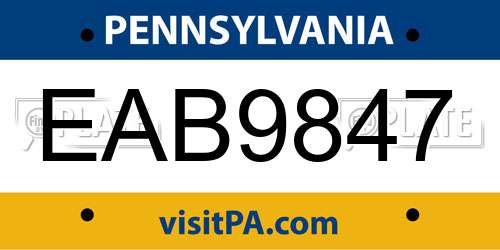 EAB9847 Pennsylvania License Plate