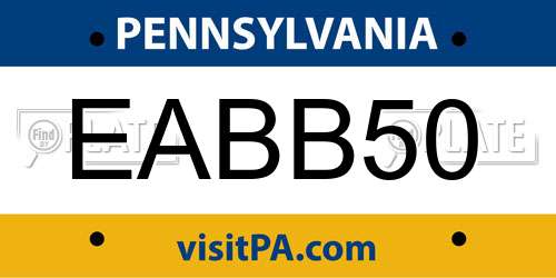 EABB50 Pennsylvania License Plate
