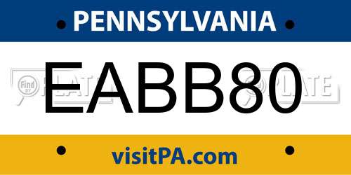 EABB80 Pennsylvania License Plate