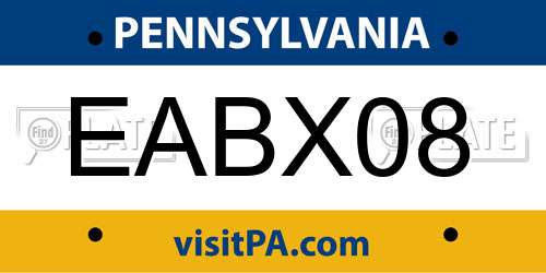 EABX08 Pennsylvania License Plate