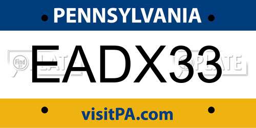 EADX33 Pennsylvania License Plate