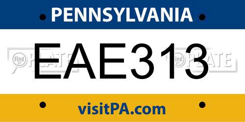 EAE313 Pennsylvania License Plate