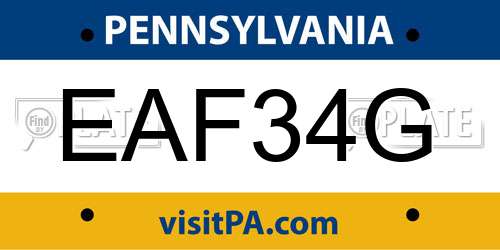 EAF34G Pennsylvania License Plate