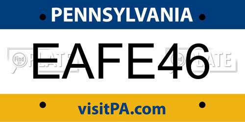 EAFE46 Pennsylvania License Plate