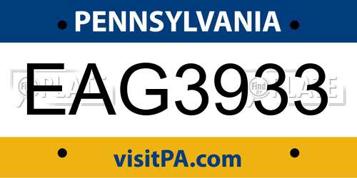 EAG3933 Pennsylvania License Plate