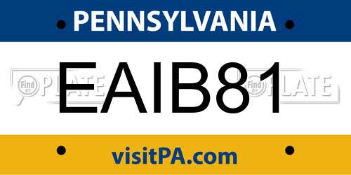 EAIB81 Pennsylvania License Plate