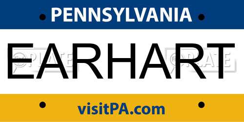 EARHART Pennsylvania License Plate