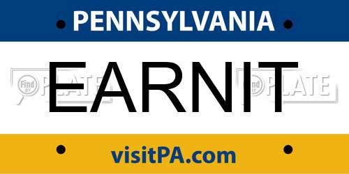 EARNIT Pennsylvania License Plate