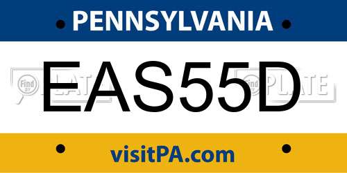 EAS55D Pennsylvania License Plate