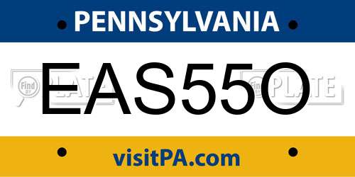 EAS55O Pennsylvania License Plate