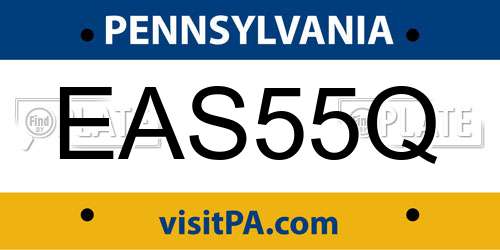 EAS55Q Pennsylvania License Plate