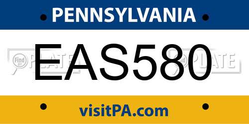 EAS580 Pennsylvania License Plate