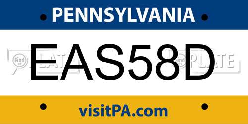 EAS58D Pennsylvania License Plate