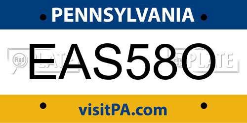 EAS58O Pennsylvania License Plate