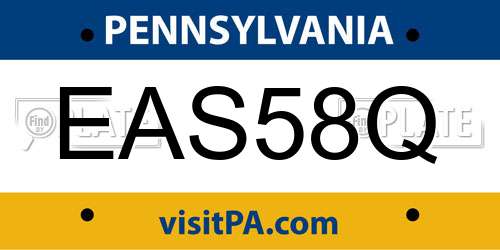 EAS58Q Pennsylvania License Plate