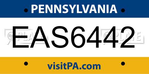 EAS6442 Pennsylvania License Plate