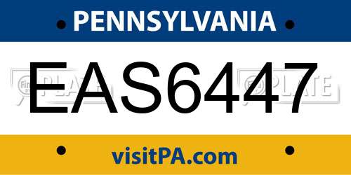 EAS6447 Pennsylvania License Plate