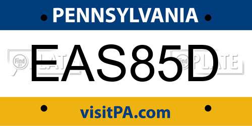 EAS85D Pennsylvania License Plate