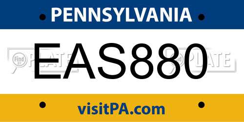 EAS880 Pennsylvania License Plate