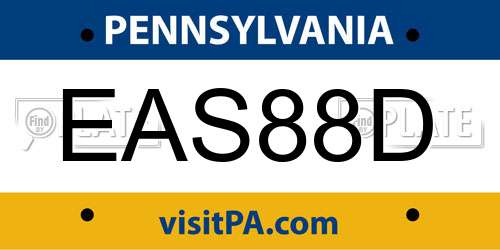 EAS88D Pennsylvania License Plate