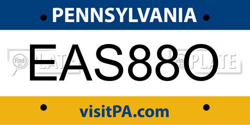 EAS88O Pennsylvania License Plate