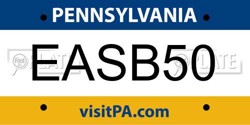 EASB50 Pennsylvania License Plate