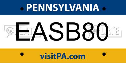 EASB80 Pennsylvania License Plate
