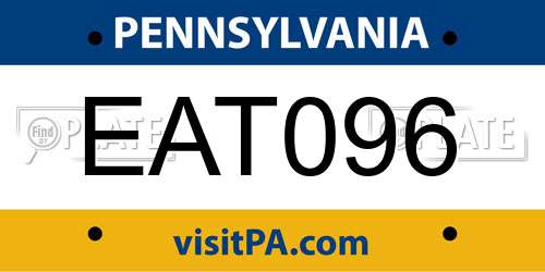 EAT096 Pennsylvania License Plate