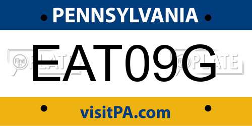 EAT09G Pennsylvania License Plate