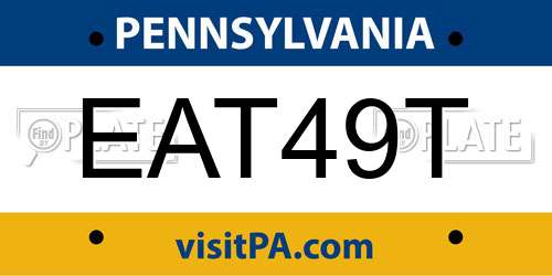 EAT49T Pennsylvania License Plate