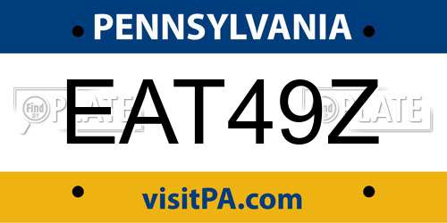 EAT49Z Pennsylvania License Plate