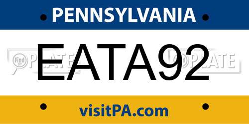 EATA92 Pennsylvania License Plate