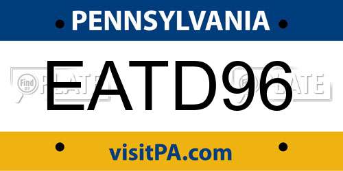 EATD96 Pennsylvania License Plate