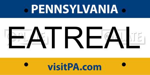 EATREAL Pennsylvania License Plate