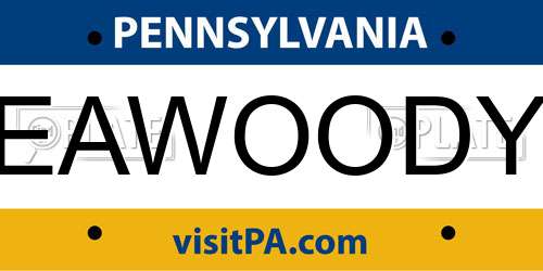 EAWOODY Pennsylvania License Plate