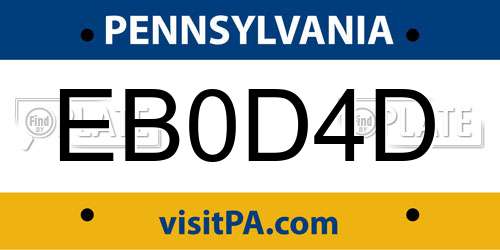 EB0D4D Pennsylvania License Plate