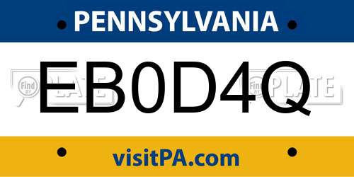 EB0D4Q Pennsylvania License Plate